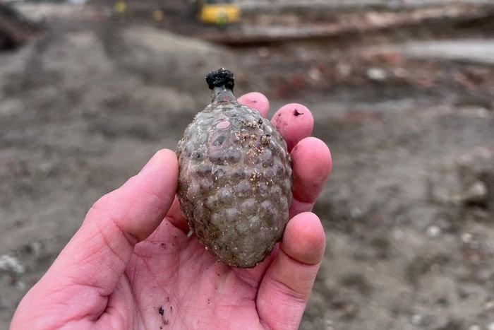 Warsaw construction workers get festive surprise after unearthing pre-war Christmas tree decoration