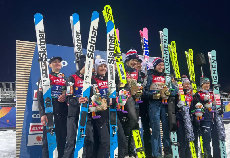 Slovenia’s mixed ski jumping team wins silver at World Championships