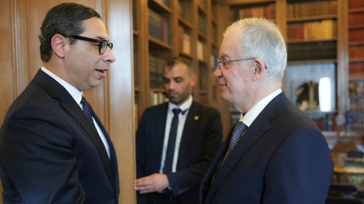 Greek President Tassoulas Meets Cypriot Foreign Minister Kombos