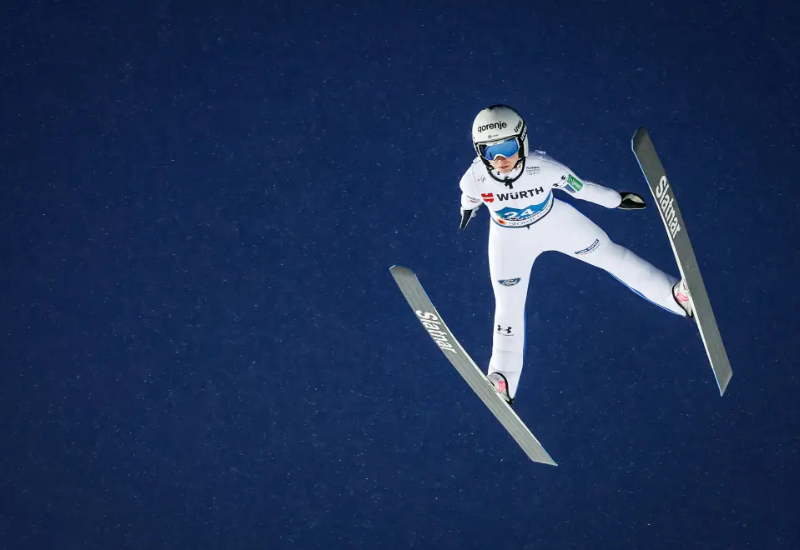 Slovenian ski jumping champion sets new women's world record